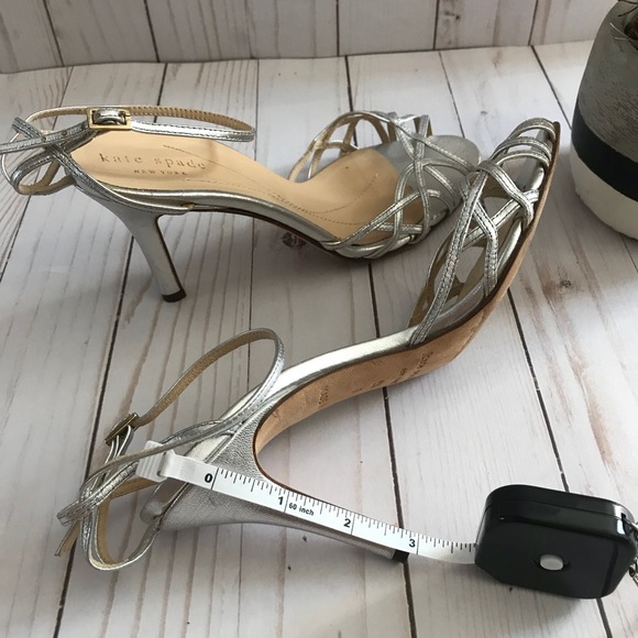 Kate ♠️ Spade Silver Ankle Strap Heels - Picture 4 of 5